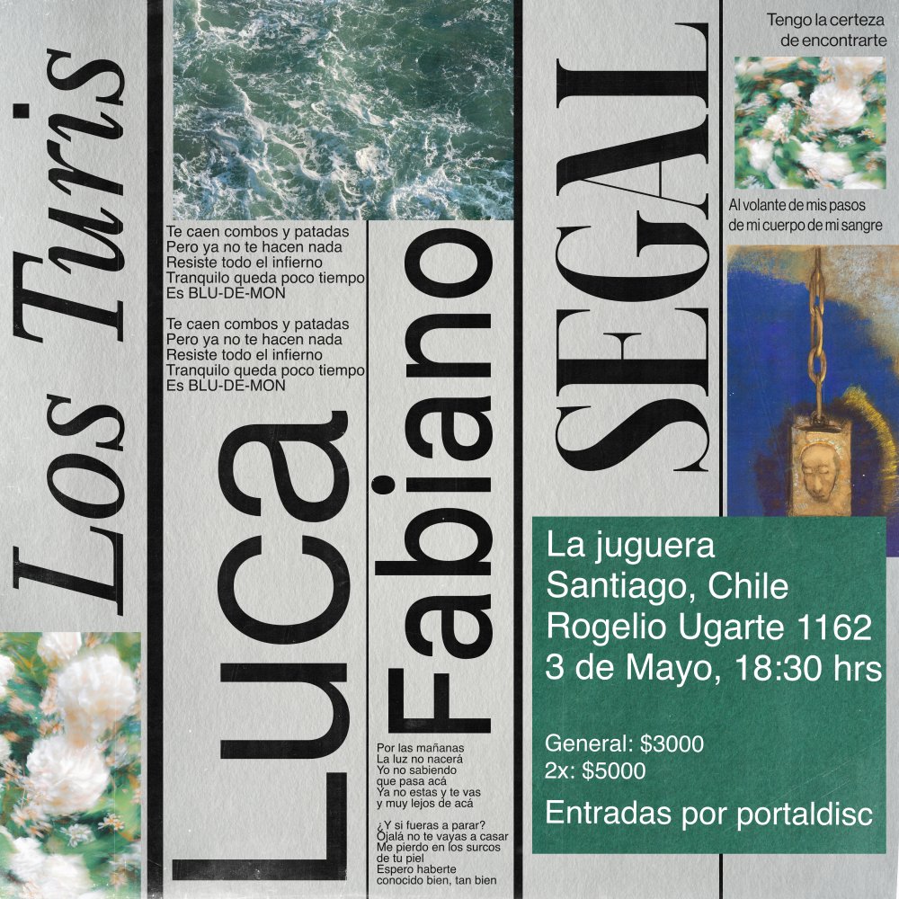 Flyer LOS TURIS + SEGAL + LUCA FABIANO EN LA JUGUERA